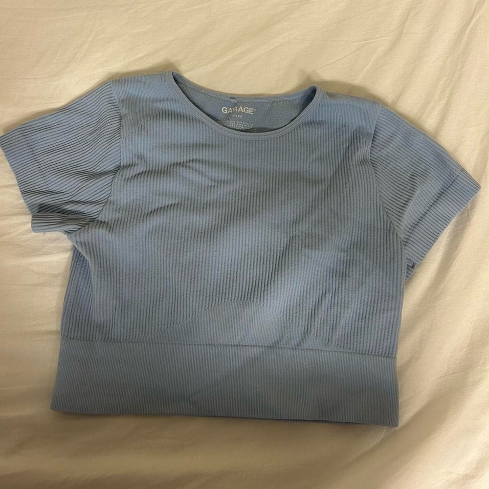 Garage Sky Blue Ribbed Top